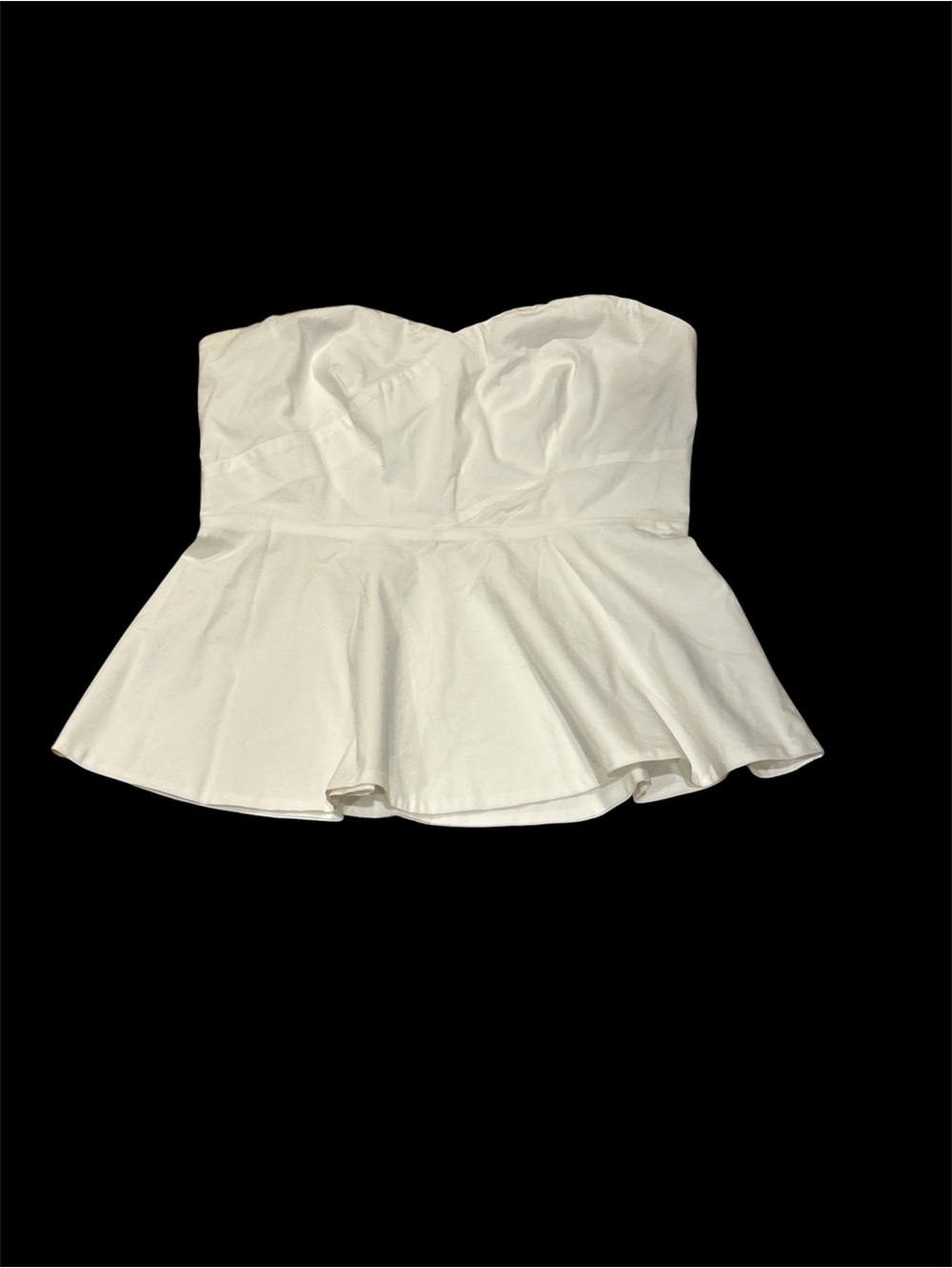 New York & Company White Strapless Peplum Top Sweetheart Neckline STRETCH